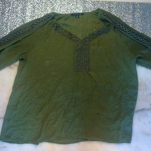 Olive Green Boho Blouse (1X)